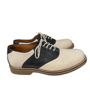 Johnston & Murphy Size 9M TwoTone Blue Cream Sheepskin Shoes Made in Brazil